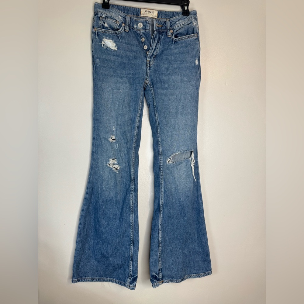 We The Free Distressed Light Blue Flare Jeans